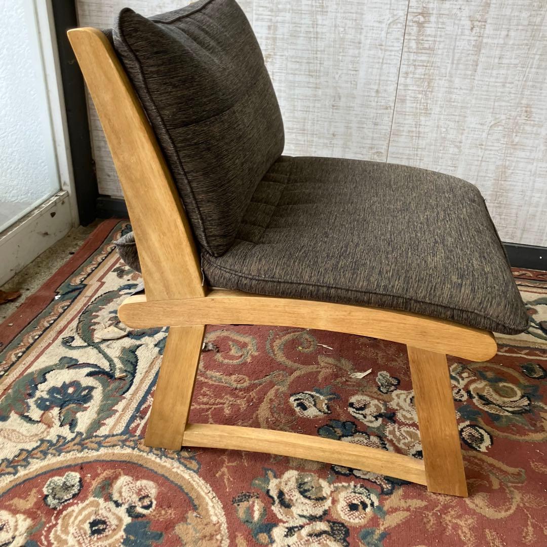① 北欧レトロ ミキモク 雅 木製フレーム アームレスチェア 一人掛けソファー