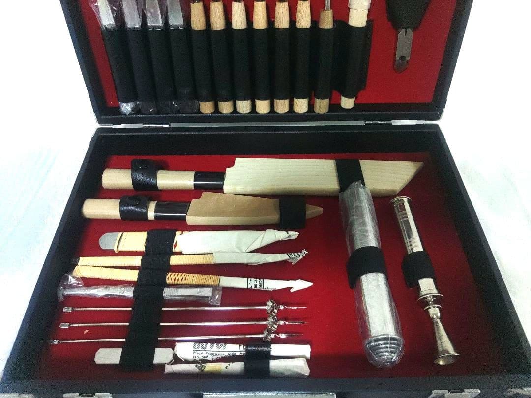 高級むきものセット　包丁　氷彫刻　細工切り【堺包丁】ケース　鍵付き