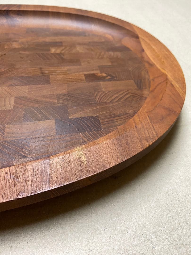 【ビンテージDANSK】シャルキュトリーボード 大 楕円形　チーク寄せ木