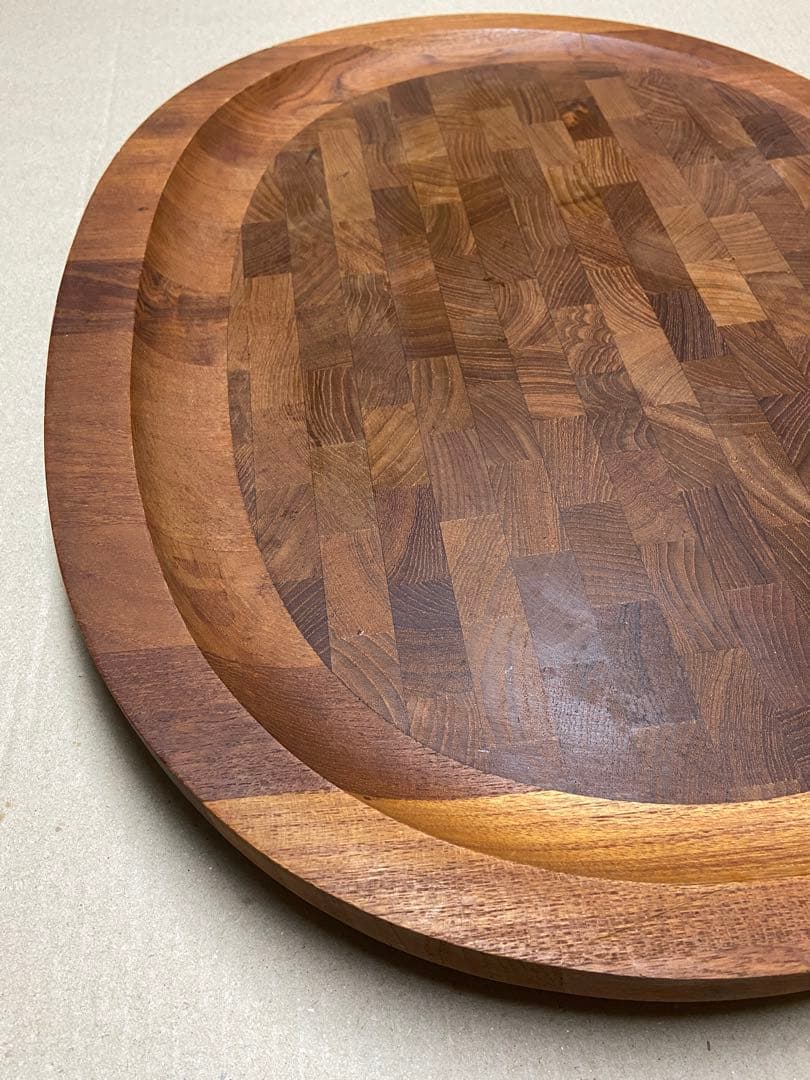 【ビンテージDANSK】シャルキュトリーボード 大 楕円形　チーク寄せ木