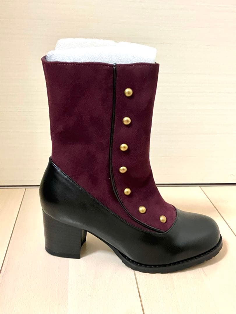 【新品未使用】axes femme 連ボタン配色ブーツ ワイン Sサイズ