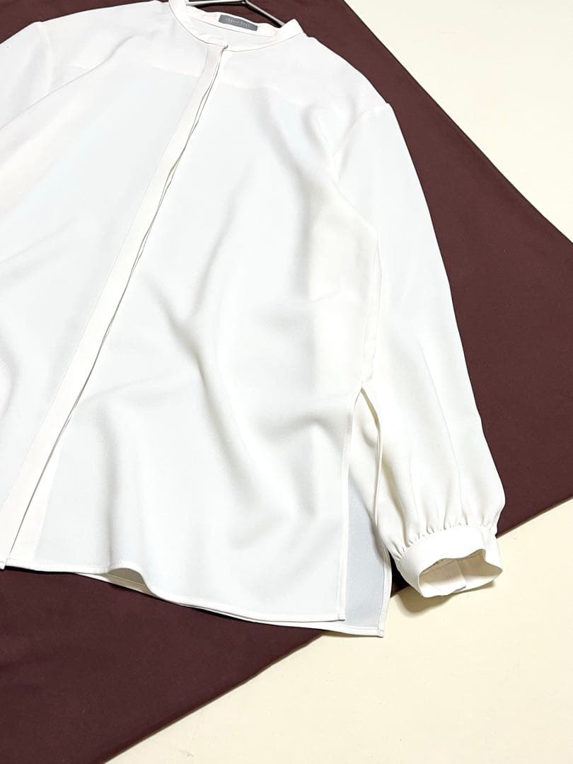 セオリーリュクス　シャツ　スタンドカラー　セオリーリュクス　比翼シャツ　とろみ