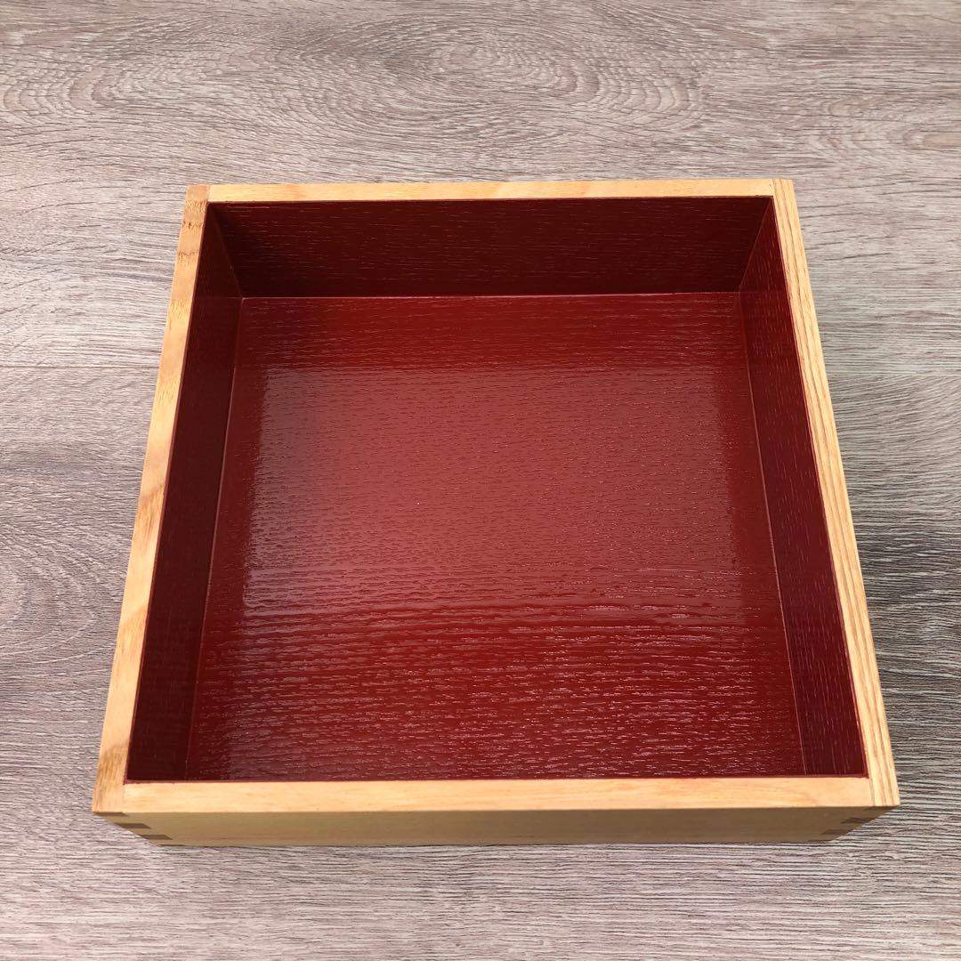 松屋漆器店 重箱 白木塗タモ6.0 二段 6寸 内朱 日本製 匿名配送