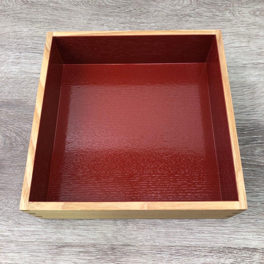 松屋漆器店 重箱 白木塗タモ6.0 二段 6寸 内朱 日本製 匿名配送