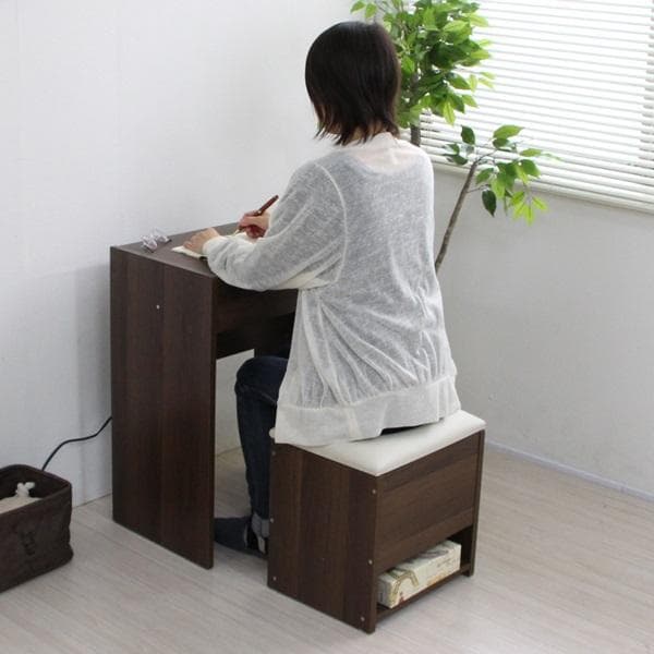 469　ドレッサースツール 2点セット 鏡台 ミラー ダークブラウン