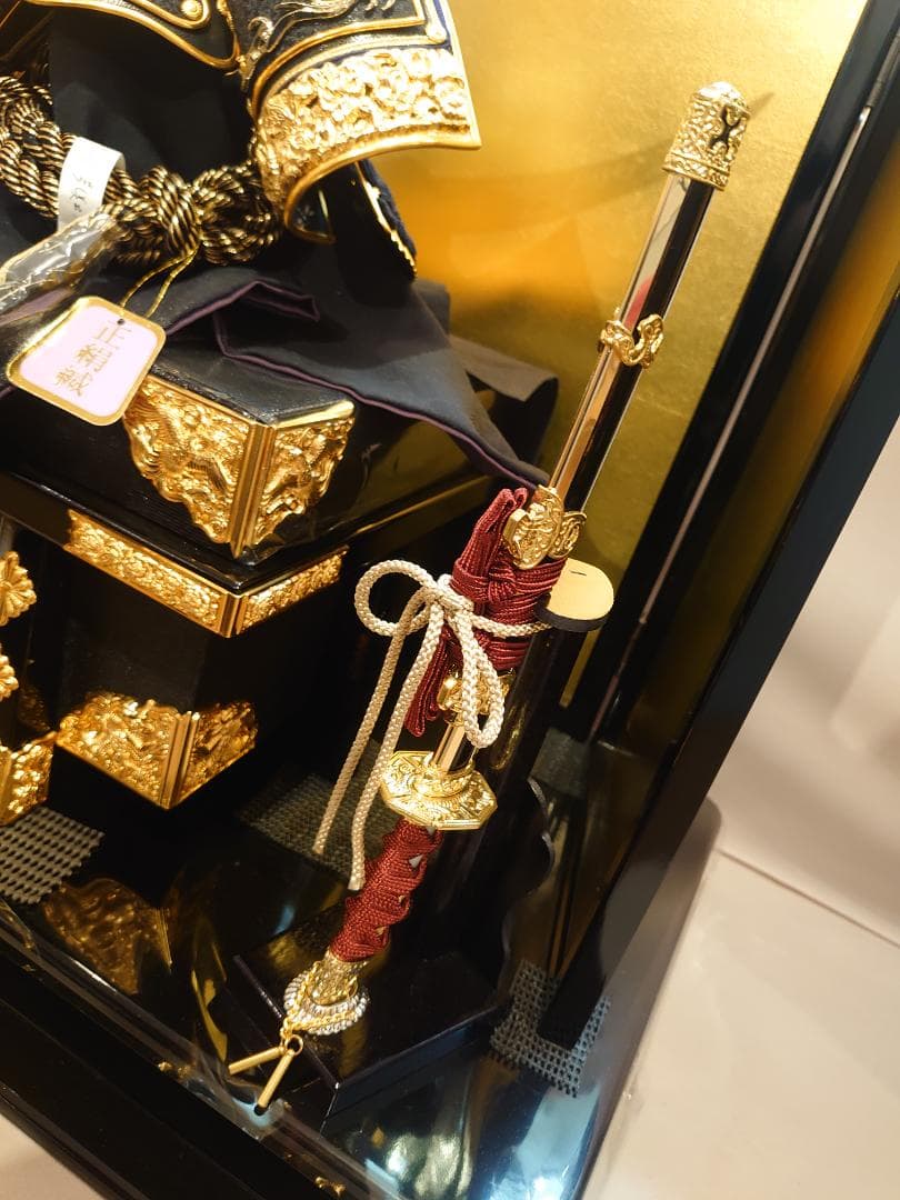 ●五月人形フルセット●　伊達政宗　金の透かし彫り三日月兜　金屏風セット