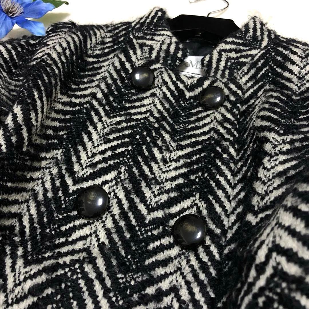 白タグ✨　マックスマーラ　Pコート　ツイード　ヘリンボーン　モヘア混✨　グレー