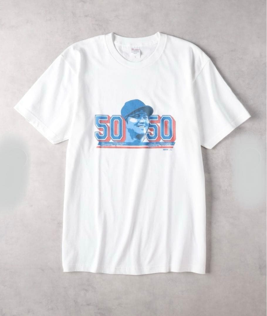 MLB ドジャース　50-50記念限定Tシャツ　メモリアルプリント　大谷翔平　白