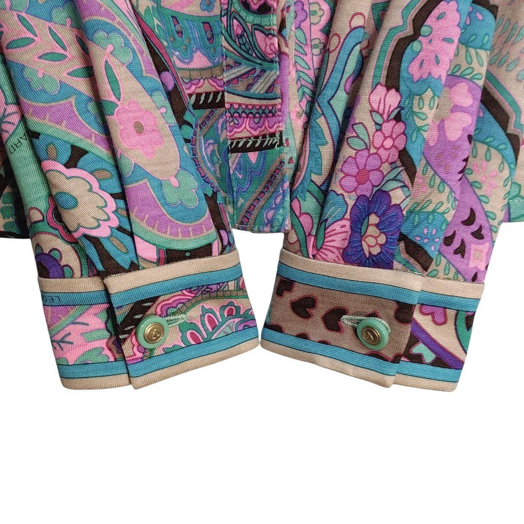 ☆ LEONARD レオナール シルク混 ボウタイ ペイズリー柄 長袖 ブラウス