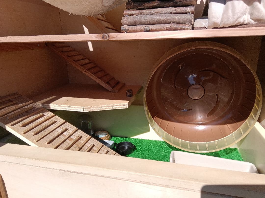 自作のケージ　小動物　ハリネズミ　特大サイズ　フルセット　収納　木製無垢　飼育用