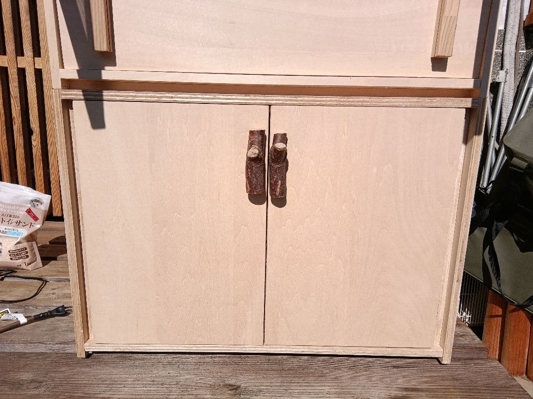 自作のケージ　小動物　ハリネズミ　特大サイズ　フルセット　収納　木製無垢　飼育用