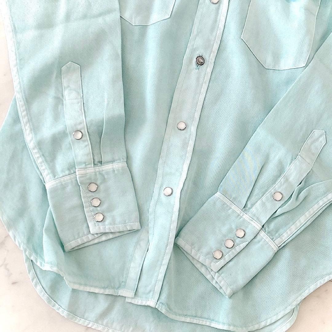 美品 マディソンブルー ウエスタンシャツ ライトブルー 長袖シャツ 02 刺繍