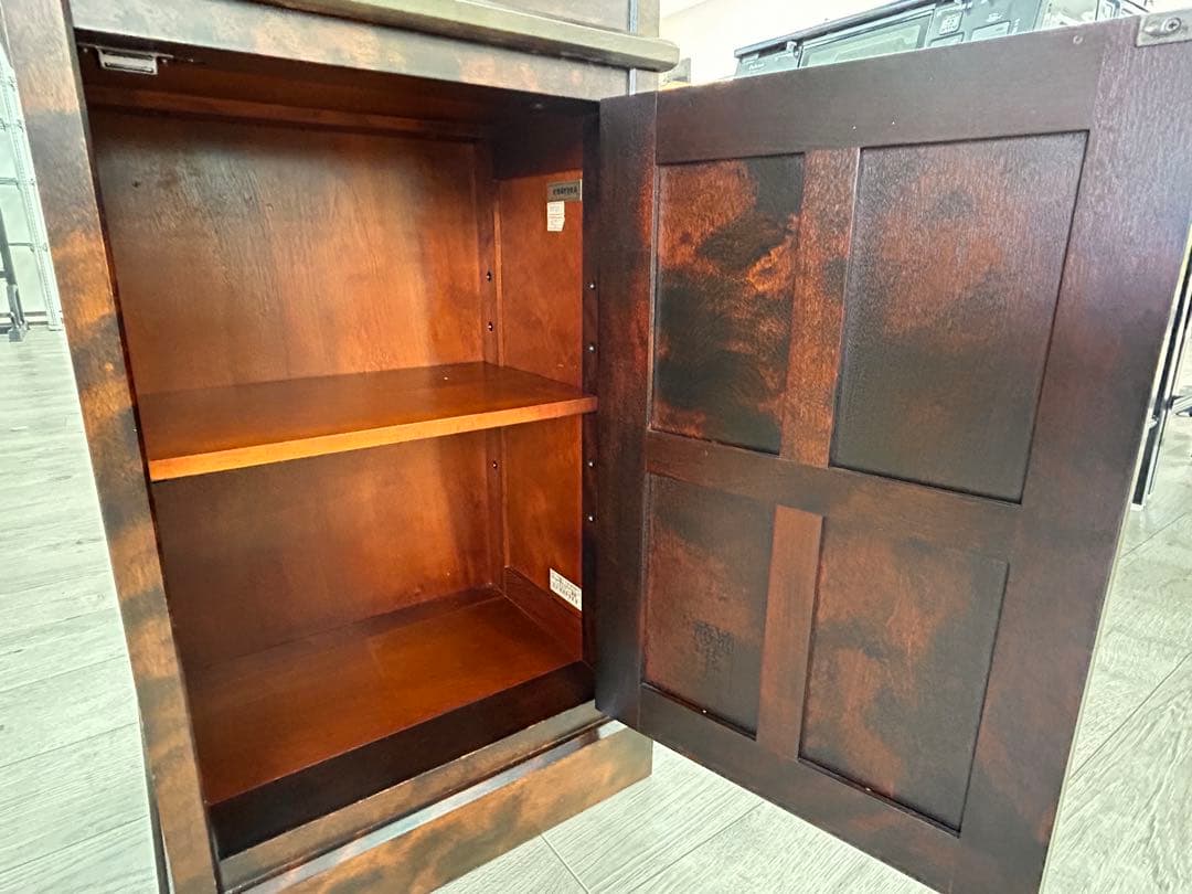 北海道民芸家具 樺材 飾り棚 4面ガラス 2面ドア　-497-