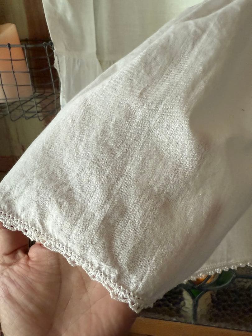 アンティーク刺繍レースのふりふりカーテンஐ⋆*ナチュラルリネン