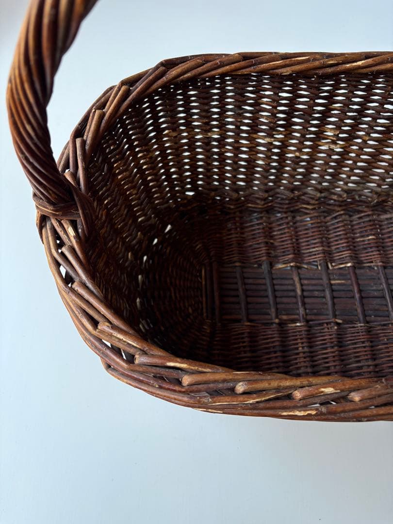 【蚤の市購入】希少！特大バスケット あけび/柳/ラタン/暮らしの道具 楕円籠