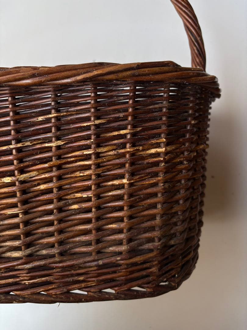 【蚤の市購入】希少！特大バスケット あけび/柳/ラタン/暮らしの道具 楕円籠