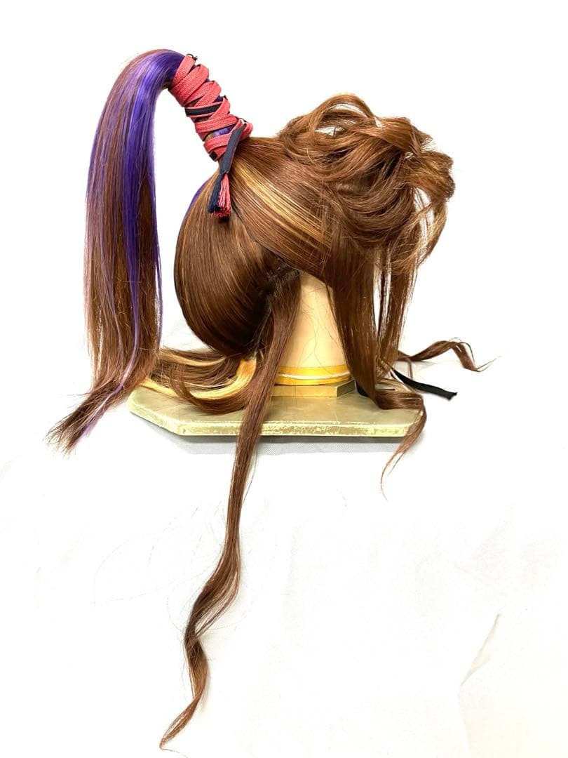 創作グラデーション、耐熱パープルプラス、大サイズ、中古大衆演劇かつら、舞踊かつら