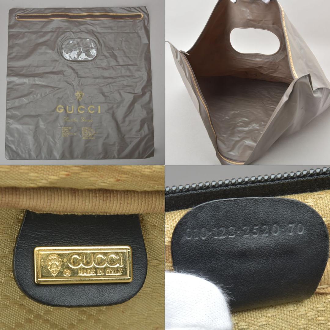 GUCCI◇オールドグッチ GG柄 トランク65 ボストンバッグ 黒 付属品有