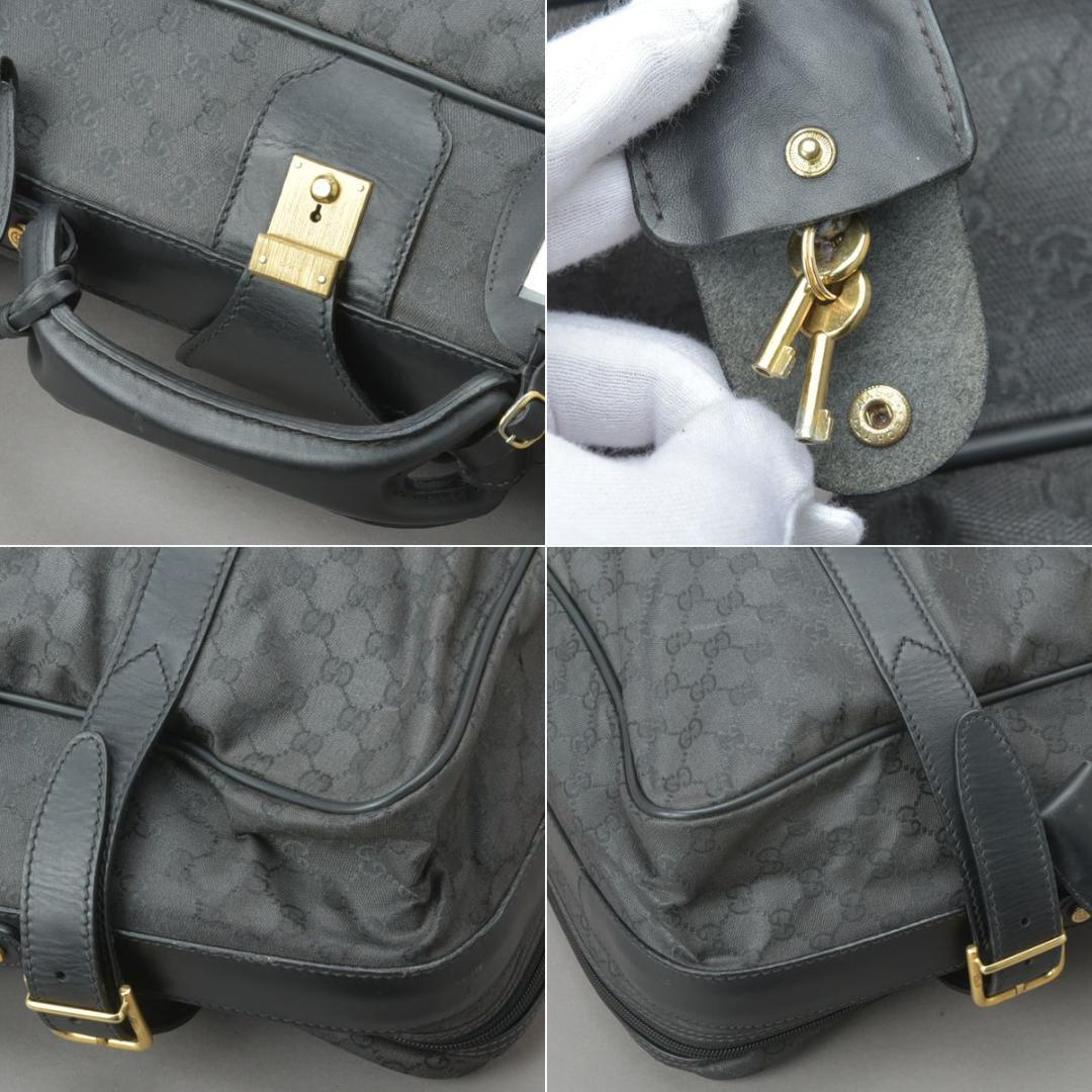 GUCCI◇オールドグッチ GG柄 トランク65 ボストンバッグ 黒 付属品有