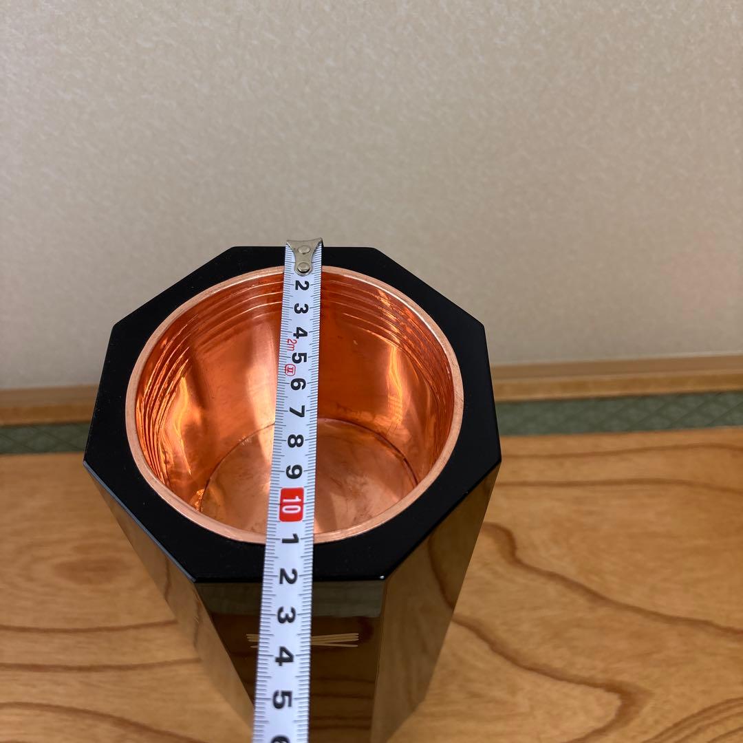 57 【紋付】　【美品】　八角塗寸胴　華道具　寸どう　生け花　花器　未生流　真塗