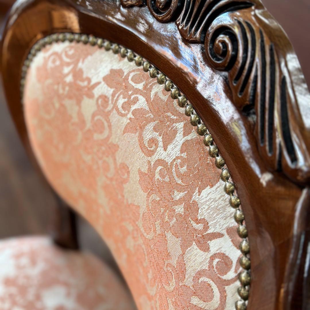 イタリア製クラシックスタイル ダイニングチェア ピンク