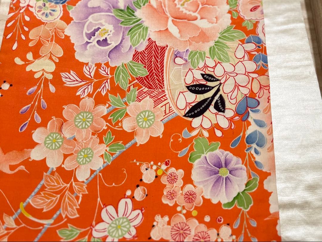 極美品◇白繻子 花車のアンティーク昼夜帯 鶴 松 デッドストック