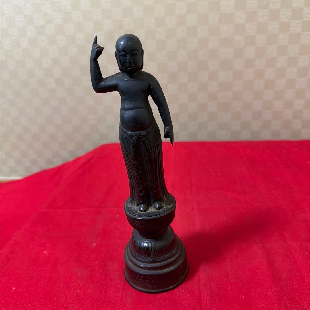 旧家蔵出し　寺院蔵出品　古銅製誕生仏像
