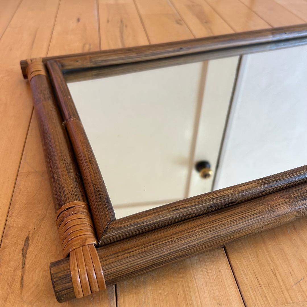 ☆アンティーク☆ビンテージ　ラタン　姿見　96cm 籐　鏡　ミラー