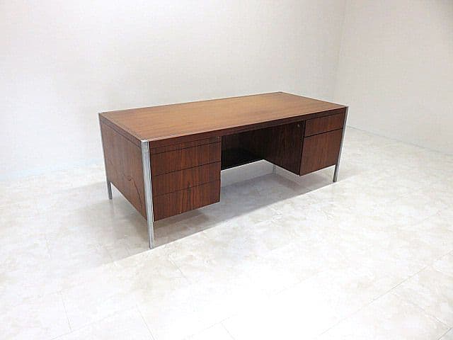 希少品/ヴィンテージ　Knoll/ノール/ノル 　ローズウッド材デスク　両袖机