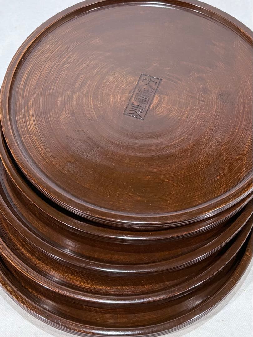 天然木　大徳寺　丸盆五枚　茶道具　懐石道具　送料込