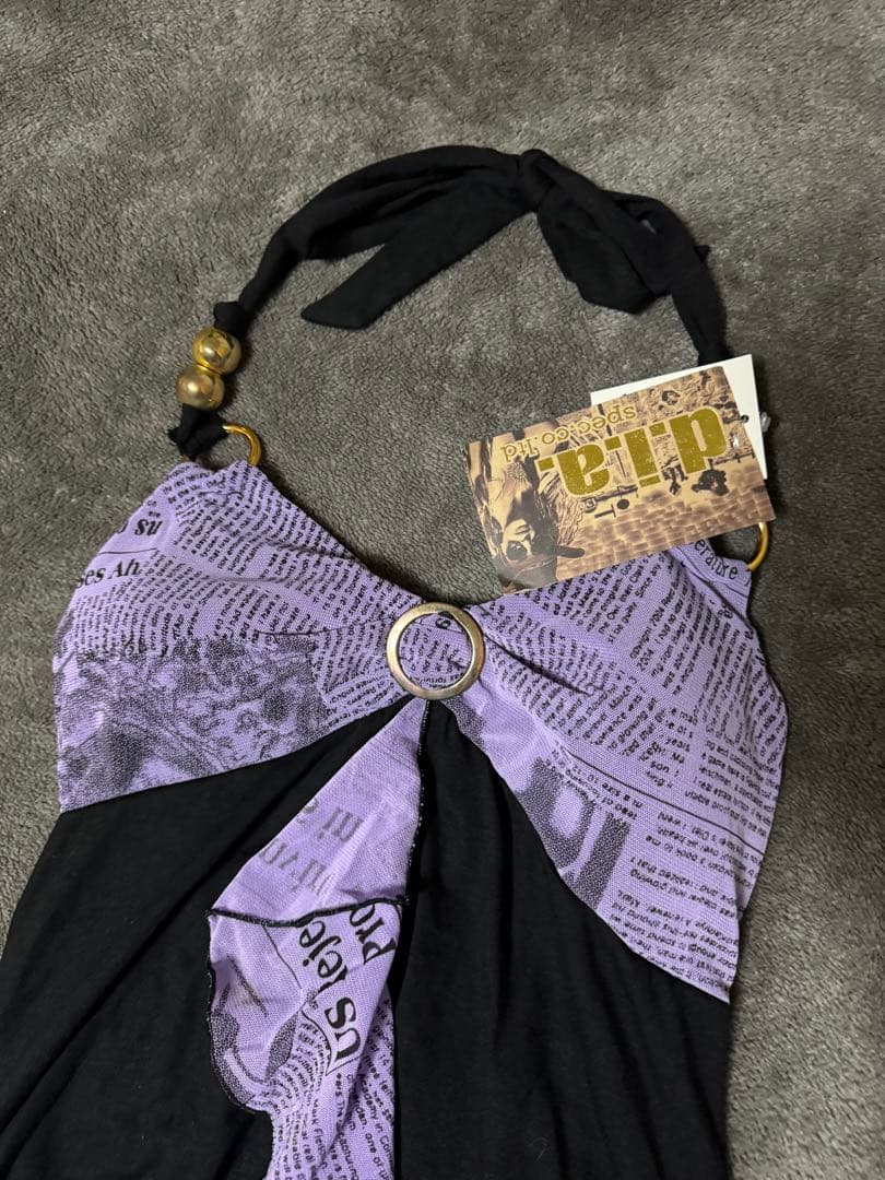 新品タグ付き　d.i.a フリル付き紫と黒のキャミソール