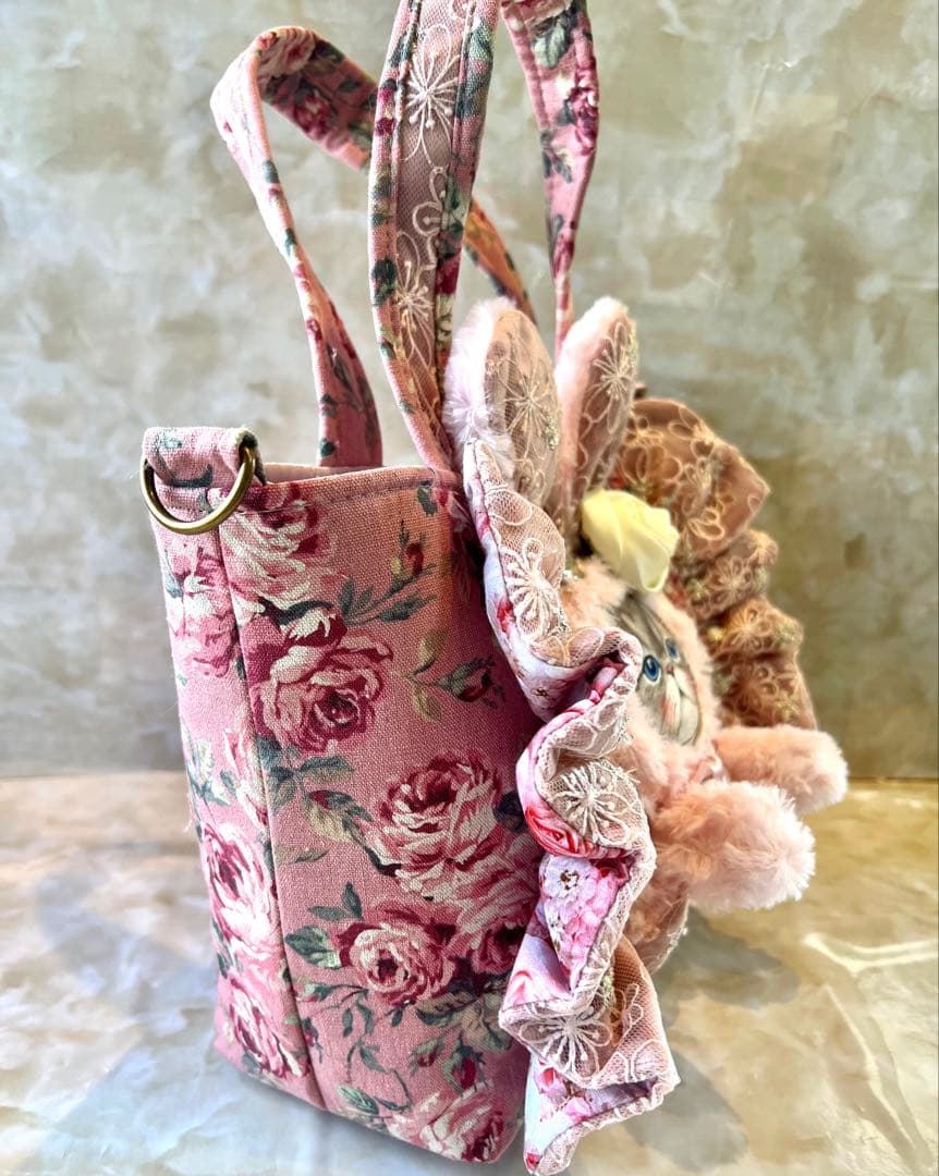 コヤンイサムチョン　アンティックローズ×ラメレース　ふわふわフリルバッグ