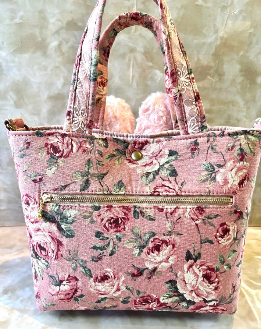 コヤンイサムチョン　アンティックローズ×ラメレース　ふわふわフリルバッグ