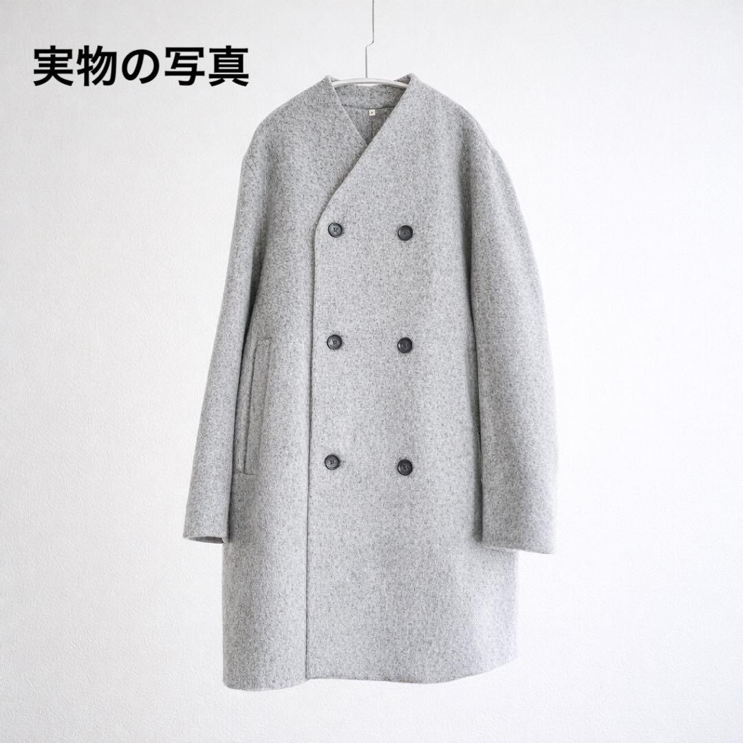 MUJI Labo 婦人　カシミヤ混ノーカラーコートL ライトグレー　ムジラボ