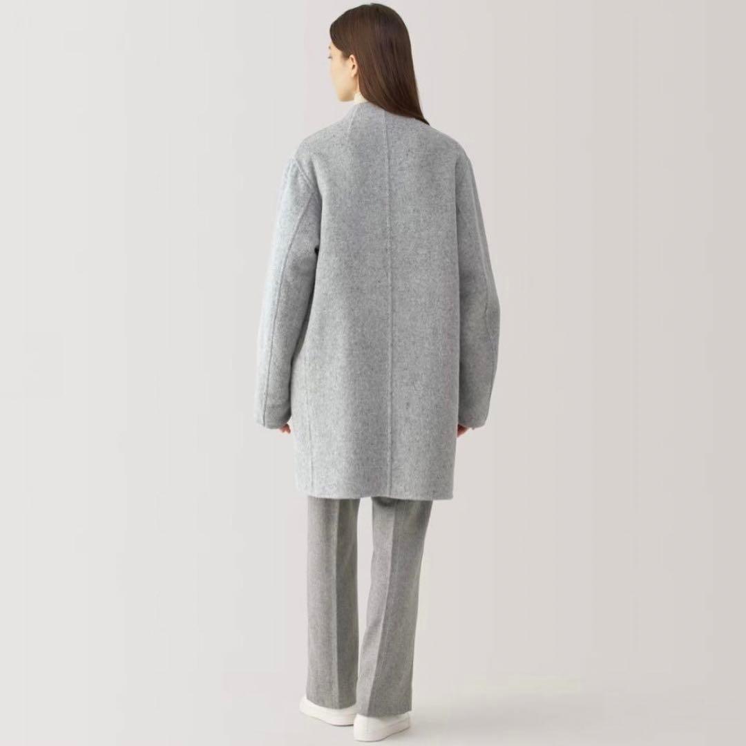 MUJI Labo 婦人　カシミヤ混ノーカラーコートL ライトグレー　ムジラボ
