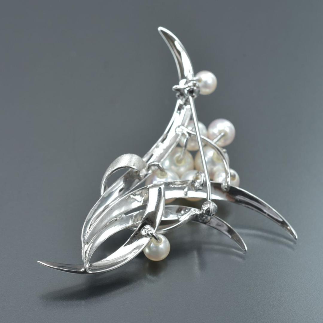 美品 TASAKI フラワー ブローチ パール幅6.9mm SV パール 本真珠