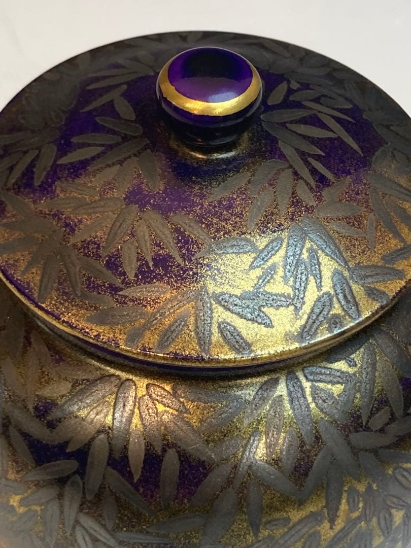 黄檗清鳳 作 紫地銀彩竹林茶注 急須 共箱 煎茶道具 茶道具