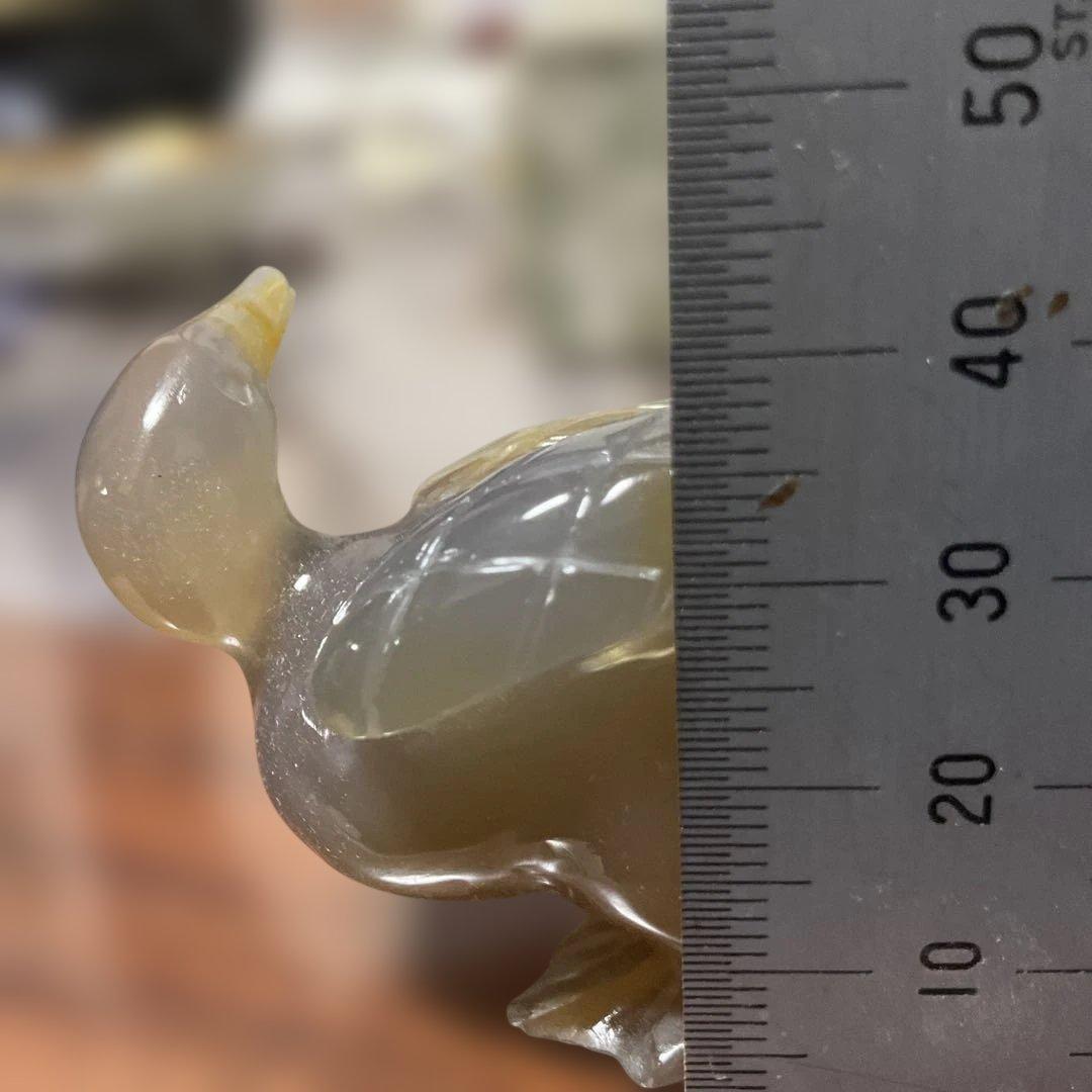 瑪瑙彫刻 鳥の置物 グレーオレンジ