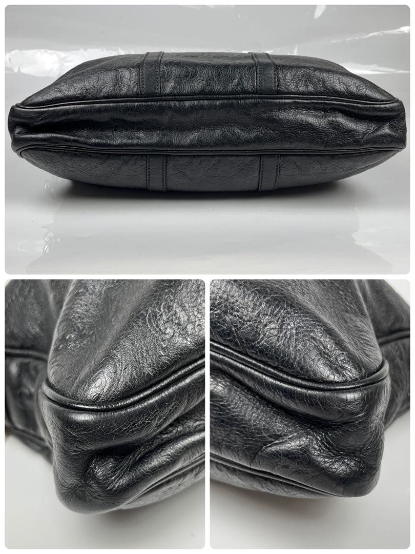 【極美品】GUCCIグッチシマ ビジネスバッグ レザー ブラック シルバー金具