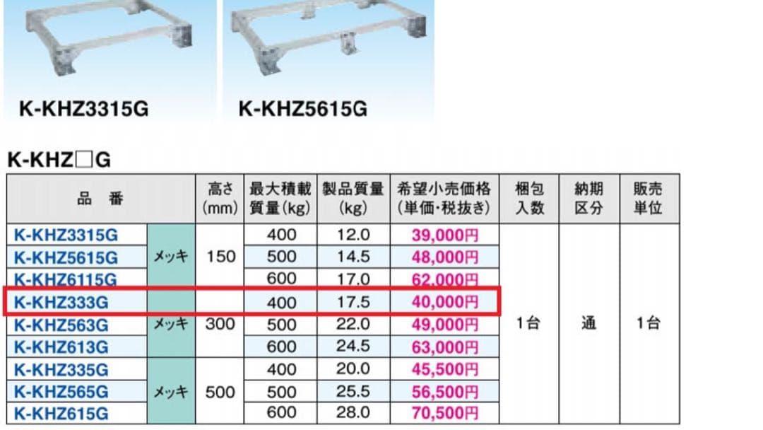 K-KHZ333G,エアコン平地置台、架台、エアコン設置部材