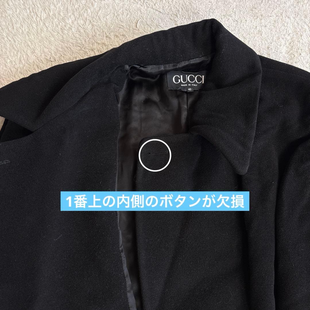 GUCCI グッチ　アンゴラウールピーコート　ヴィンテージ ブラック　金釦