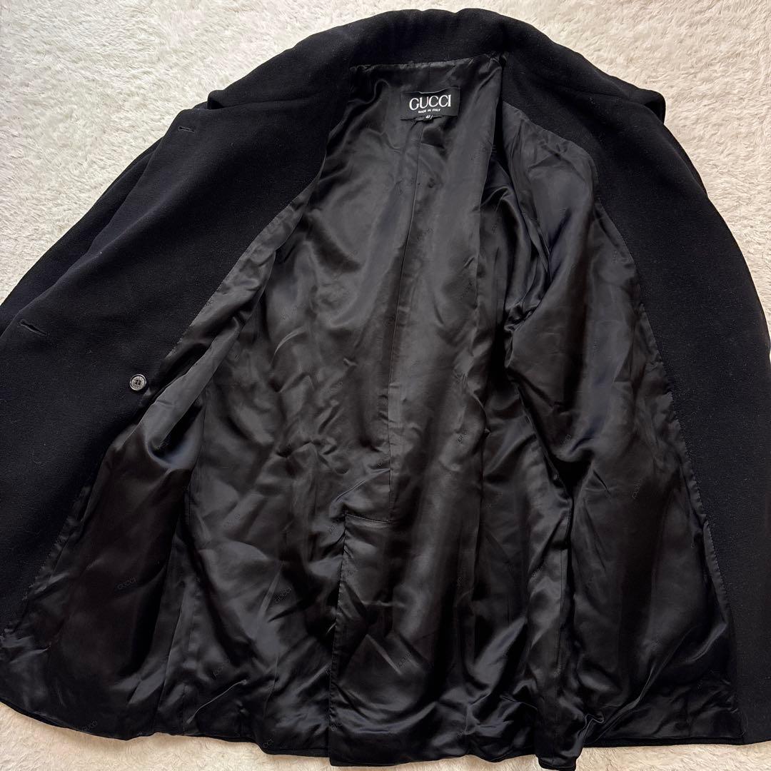 GUCCI グッチ　アンゴラウールピーコート　ヴィンテージ ブラック　金釦