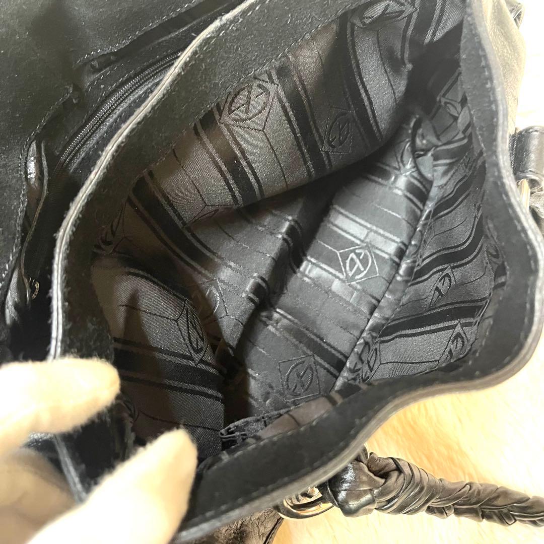 francesco biasia ハンドバッグ レザー 黒 編みこみ y2k