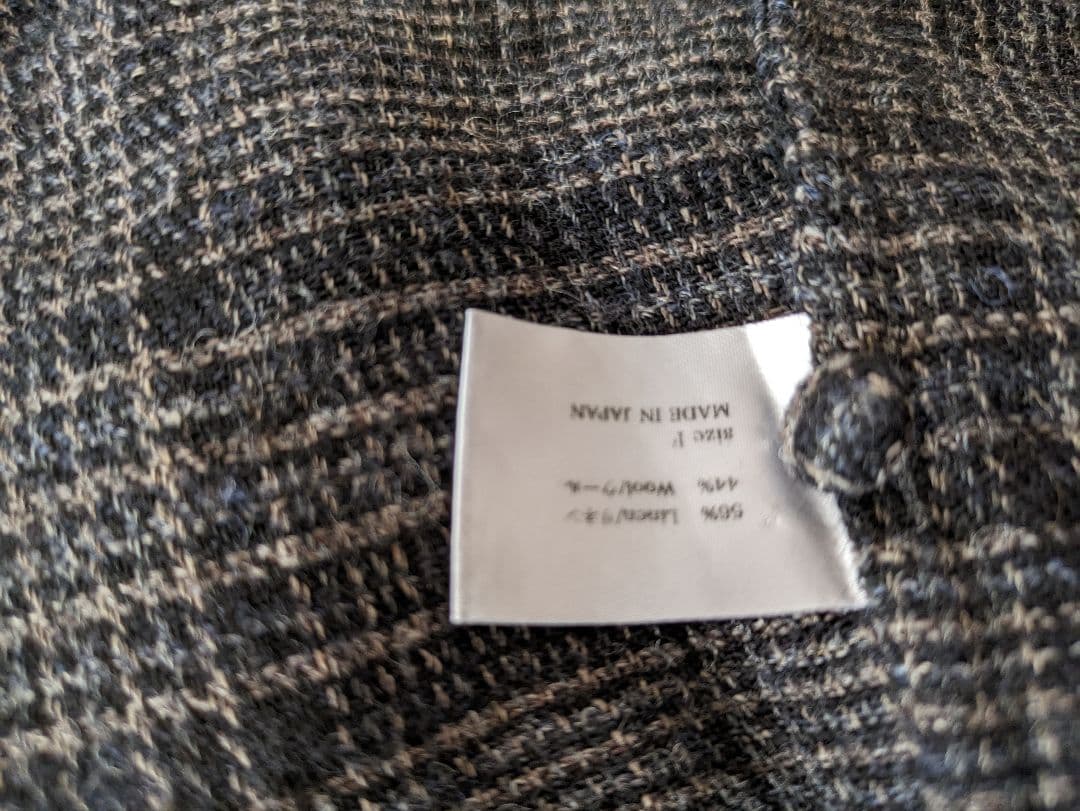 2024年　entwaボートネックギャザーブラウス　ウールリネンチェック