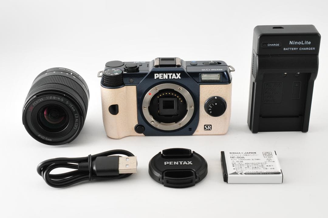 Pentax Q10 ネイビー＆クリーム カラー 充電器、バッテリー付 #97