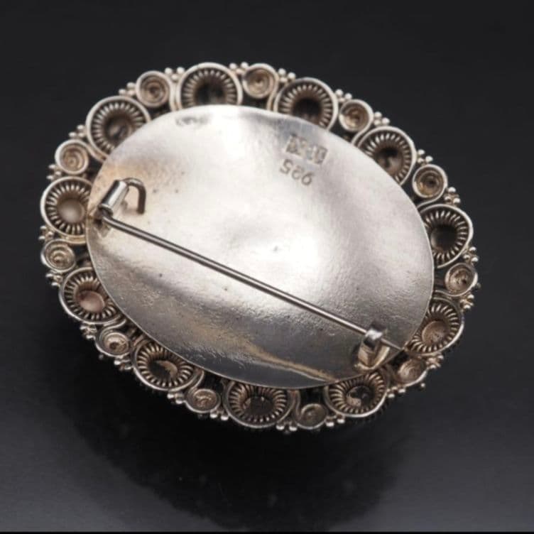 ヴィンテージ ターコイズ ブローチ 925 K18 インディアンジュエリー