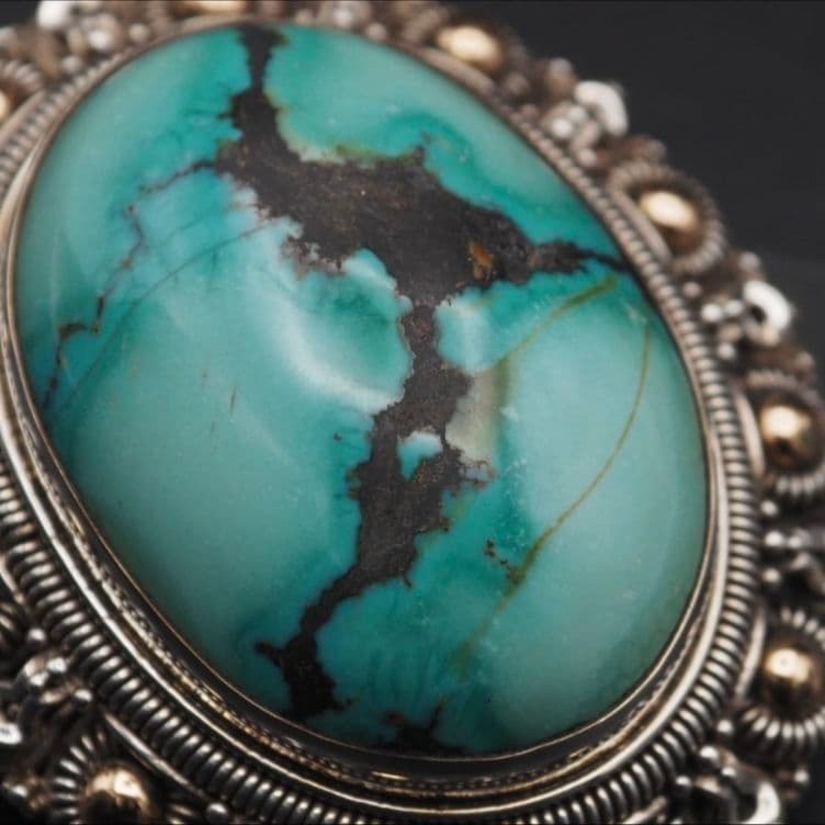 ヴィンテージ ターコイズ ブローチ 925 K18 インディアンジュエリー