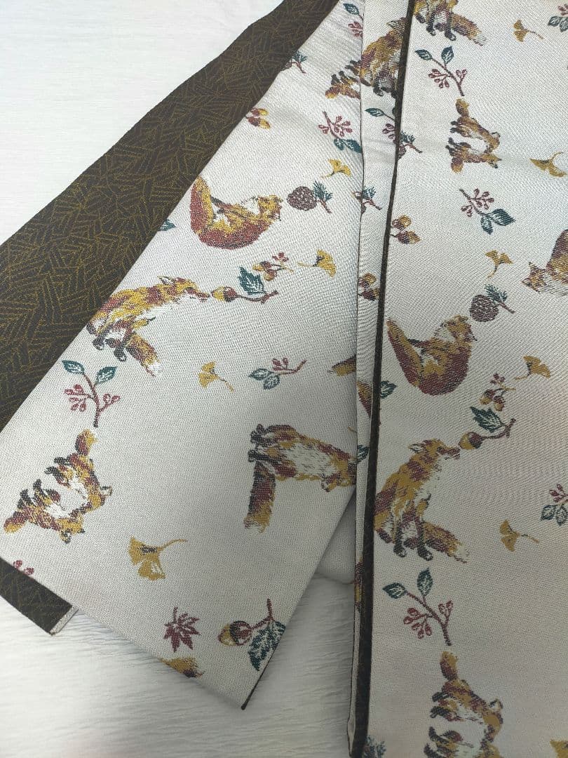 ふりふ　半幅帯　きつね　リバーシブル