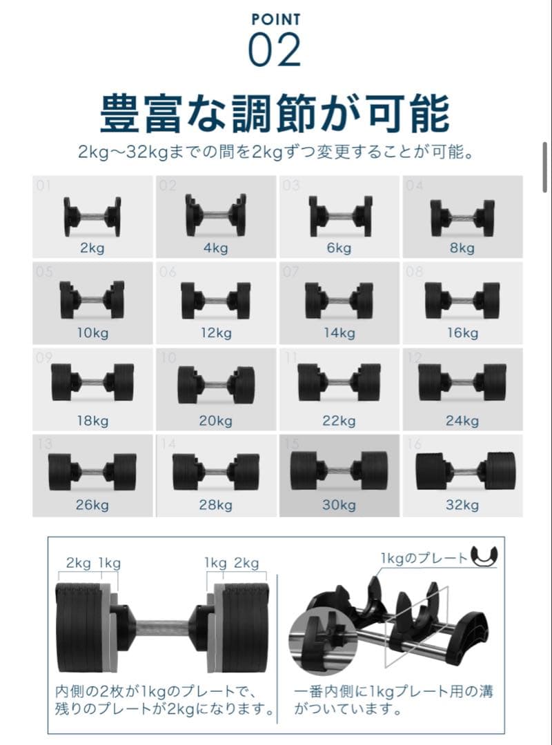NUOBELL 232 可変式ダンベル32kg①