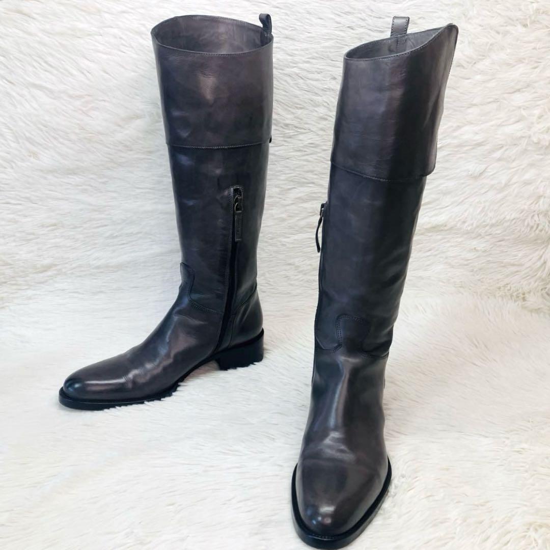 【希少色】SARTORE 38 グレージュダブルストラップ　サイドジップ　ロング